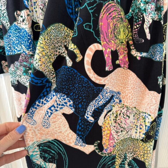 Le Superbe - Les Chats Maxi Dress Tiger and Leopard Print Dress- Small - Picture 4 of 5